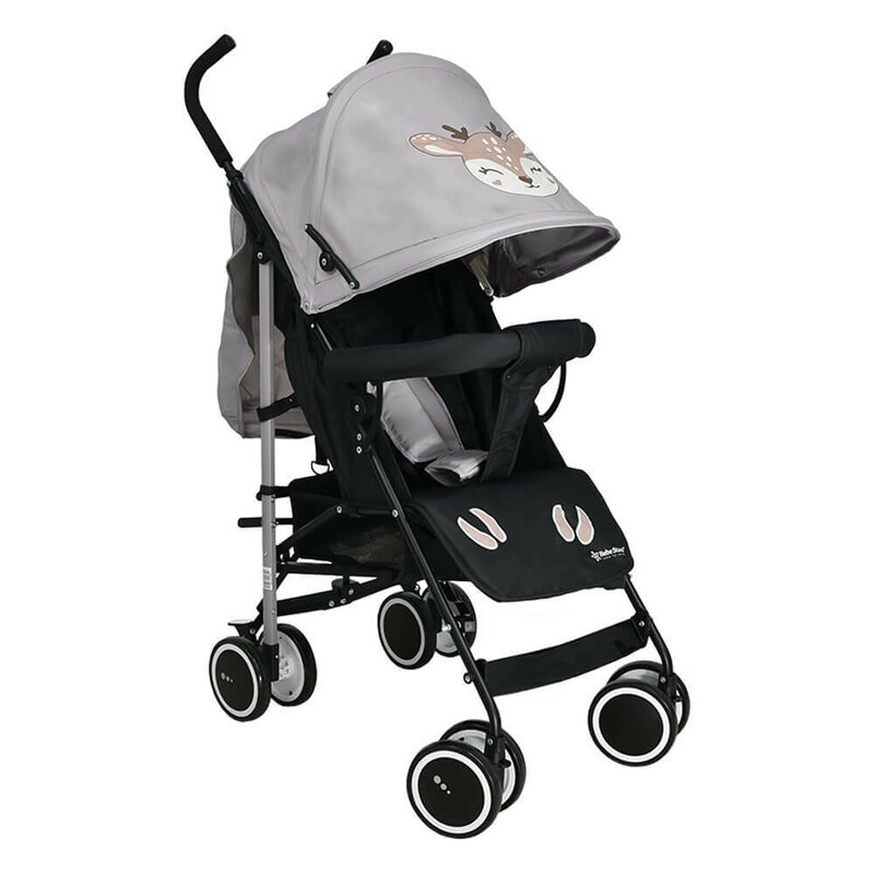 Carucior sport, Bebe Stars, Buggy Deer Pliabil, Usor, Pana la 15 kg, Copertina XL cu plasa si fereastra, Spatar si suport picioare reglabile, Coform cu EN1888-1:2018+A1:2022, 6-36 luni, Grey