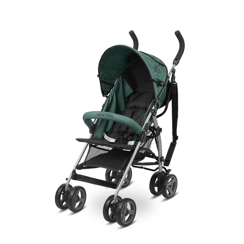 Carucior sport, Caretero, Alfa, Pana la 15 kg, Capotina pliabila, Cos depozitare, Spatar reglabil, Pliere rapida, Greutate 5 kg, Conform EN1888, 6 luni+, Verde