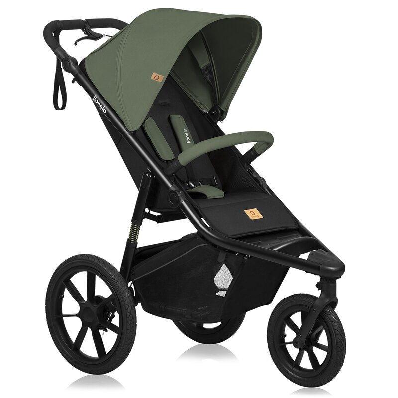 Carucior sport, Lionelo, Azura, Cu 3 roti, Cu baldachin XXL impermeabil, Pliere compacta, Pana la 22 kg, 6-48 luni, Conform cu standardele europene de securitate EN1888-1 si EN1888-2, Verde