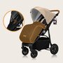 Carucior sport, Lionelo, Natt, De la nastere, Cu accesorii si capotina XXL reglabila, 0 - 22 kg, Conform cu standardele europene de securitate EN1888-1, EN1888-2, Bej - 27