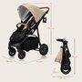 Carucior sport, Lionelo, Natt, De la nastere, Cu accesorii si capotina XXL reglabila, 0 - 22 kg, Conform cu standardele europene de securitate EN1888-1, EN1888-2, Bej - 29