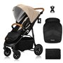 Carucior sport, Lionelo, Natt, De la nastere, Cu accesorii si capotina XXL reglabila, 0 - 22 kg, Conform cu standardele europene de securitate EN1888-1, EN1888-2, Bej - 30