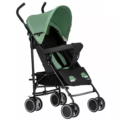 Carucior sport, FreeON, Simple, Spatar si suport picioare reglabile, Capotina cu fereastra, EN 1888-1:2018 si A1:A1:2022, Black/Green
