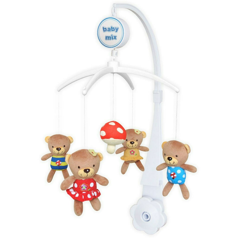 Carusel muzical, BabyMix, Pentru patut, Cu 5 jucarii din plus, Bears