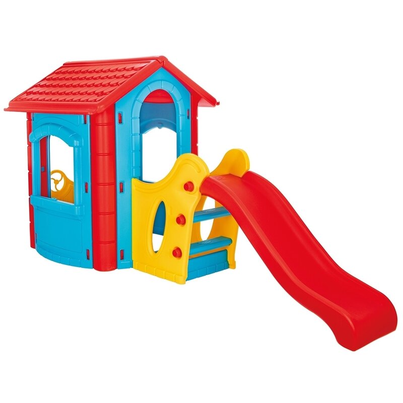 Pilsan - casuta pentru copii happy house cu tobogan , albastru