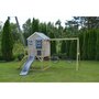 Casuta de gradina Grey Lodge cu platforma, tobogan si leagan dublu (M28G), Wendi Toys - 4