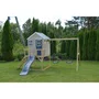 Casuta de gradina Grey Lodge cu platforma, tobogan si leagan dublu (M28G), Wendi Toys - 4