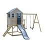 Casuta de gradina Grey Lodge cu platforma, tobogan si leagan dublu (M28G), Wendi Toys - 1