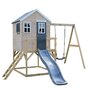 Casuta de gradina Grey Lodge cu platforma, tobogan si leagan (M24G), Wendi Toys - 1