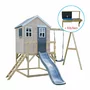 Casuta de gradina Grey Lodge cu tobogan, leagan, modul sport si bucatarie, Wendi Toys - 1