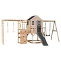 Casuta de gradina Grey Lodge cu tobogan, leagan, modul sport, Wendi Toys - 5