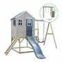Casuta de gradina Grey Lodge cu tobogan, leagan, modul sport, Wendi Toys - 6
