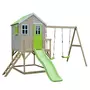 Casuta copii, de gradina Lime Lodge cu platforma, tobogan si leagan dublu (M28L), Wendi Toys - 1