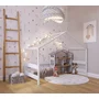 Casuta din lemn copii, 169x89x135 cm, Din lemn certificat FSC, In stil scandinav, Alb, YappyKids, YappyHytte House