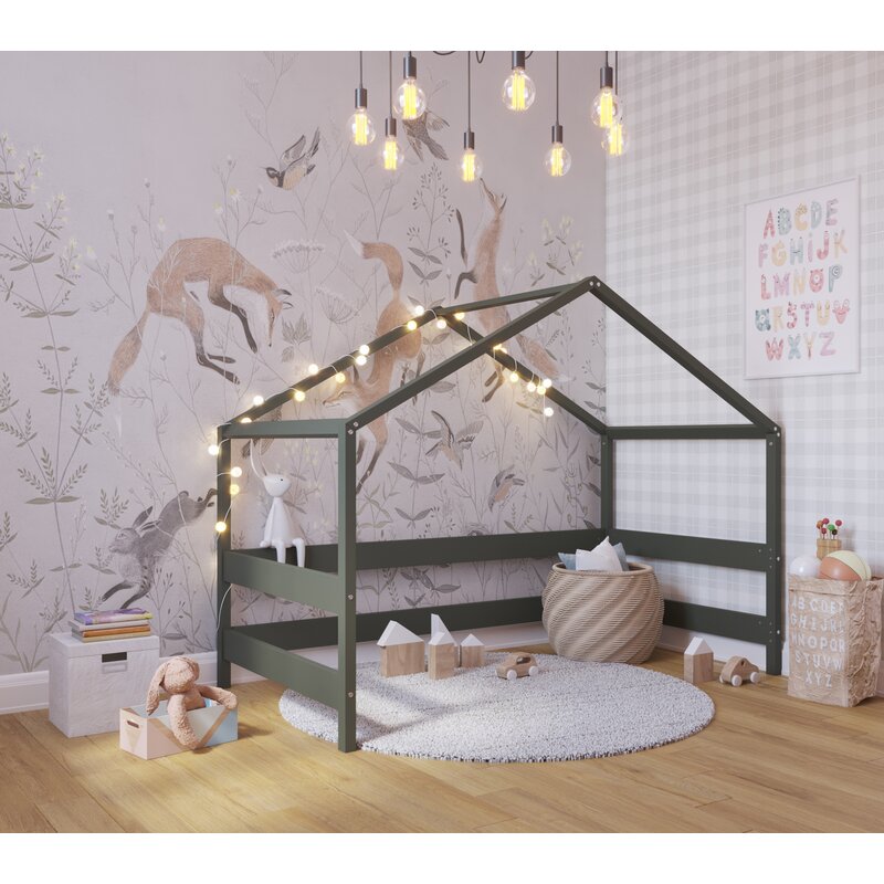 Casuta din lemn copii, 169x89x135 cm, Din lemn certificat FSC, In stil scandinav, Verde, YappyKids, YappyHytte House