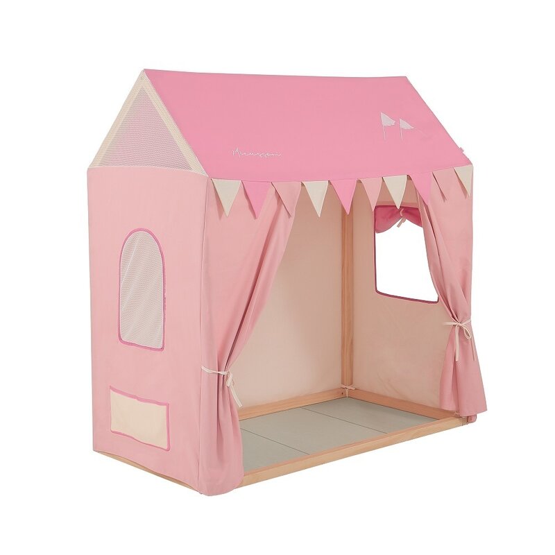 Micuna - patut din lemn casuta , tipi house, 140x70 cm, roz