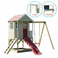 Casuta Nordic Adventure House cu loc de nisip, tobogan, leagan, modul sport, bucatarie, Wendi Toys
