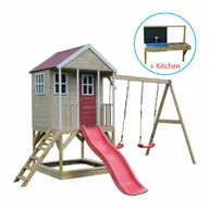 Casuta Nordic Adventure House cu loc pentru nisip, tobogan, leagan dublu, bucatarie, Wendi Toys