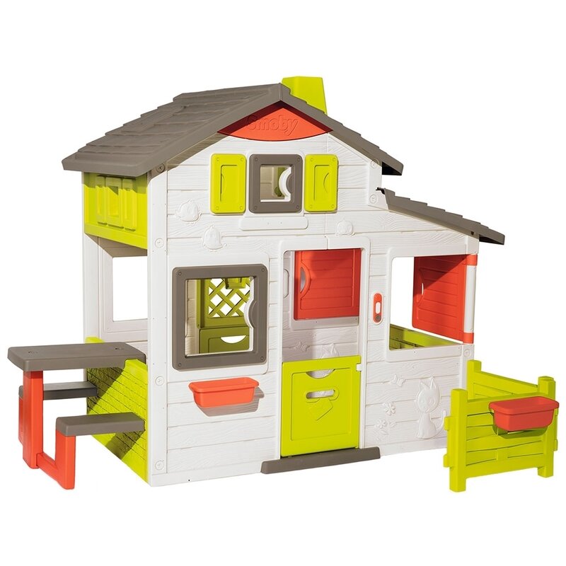 Smoby - casuta pentru copii friends playhouse neo cu gradina