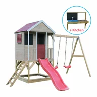 Casuta Summer Adventure House cu loc pentru nisip, tobogan, leagan dublu, bucatarie, Wendi Toys