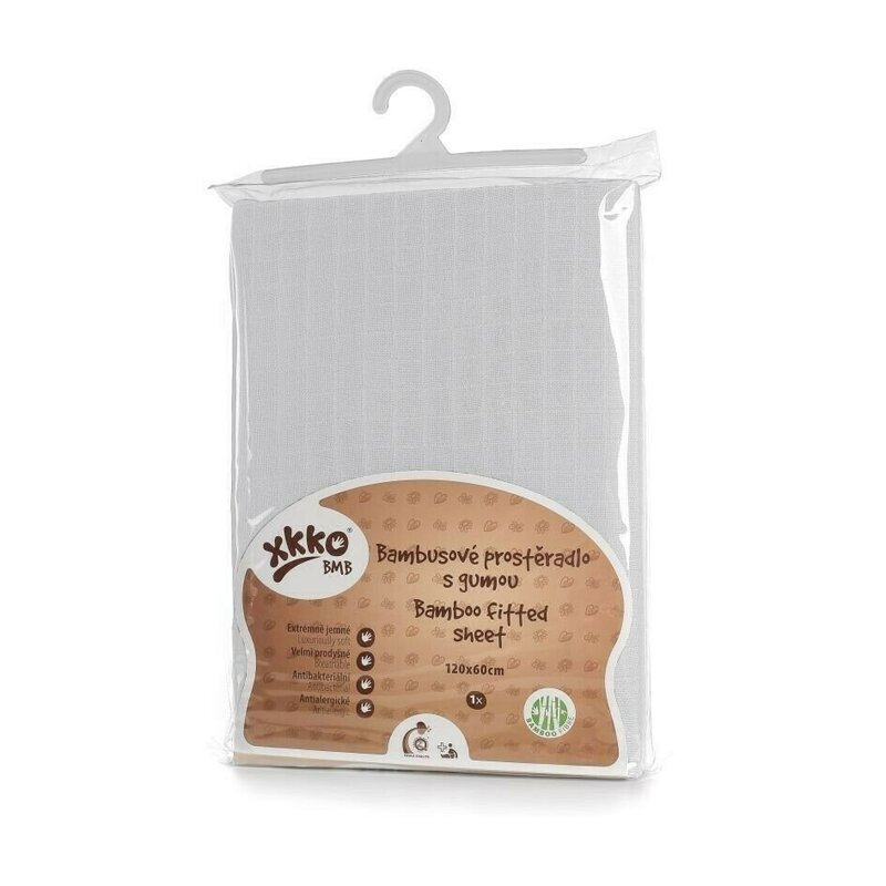 Xkko - cearceaf cu elastic din bambus 60x120 cm alb xkko