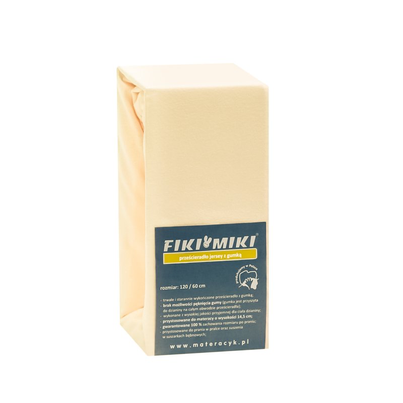 Fiki miki - cearsaf cu elastic jerse bumbac 120/60 cm, bej