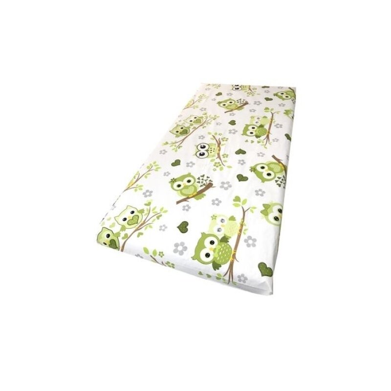 Deseda - cearsaf cu elastic pe colt cu imprimeu bufnite verzi-120*60 cm