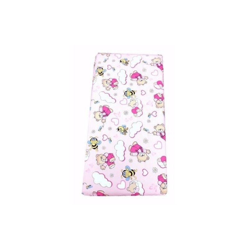 Deseda - cearsaf cu elastic pe colt cu imprimeu ursi cu albine pe roz-160*80 cm