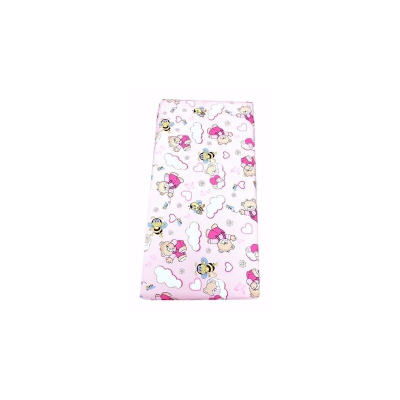 Deseda - cearsaf cu elastic roata cu imprimeu ursi cu albine pe roz-140*70 cm