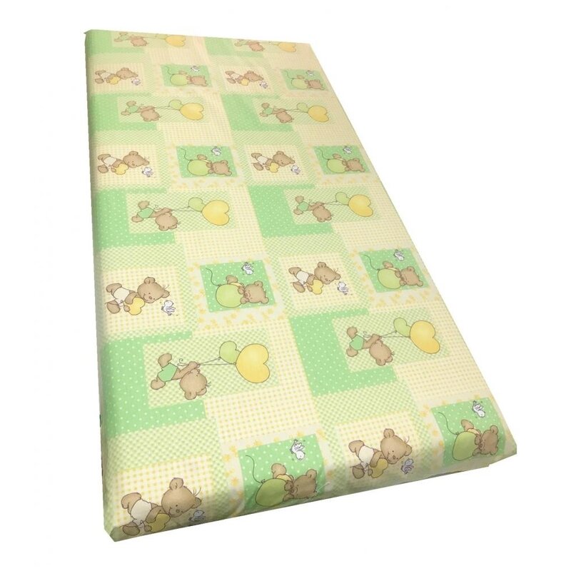 Deseda - cearsaf cu elastic roata cu imprimeu ursuleti pe verde-160*80 cm