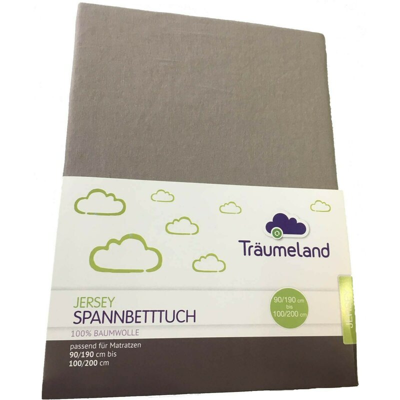 Traeumeland - cearceaf jersey cu elastic, 200x90 cm, gri
