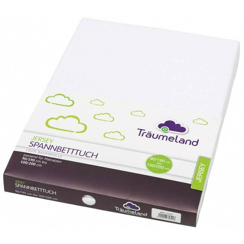 Traeumeland - cearceaf jersey cu elastic, 200x90 cm, alb
