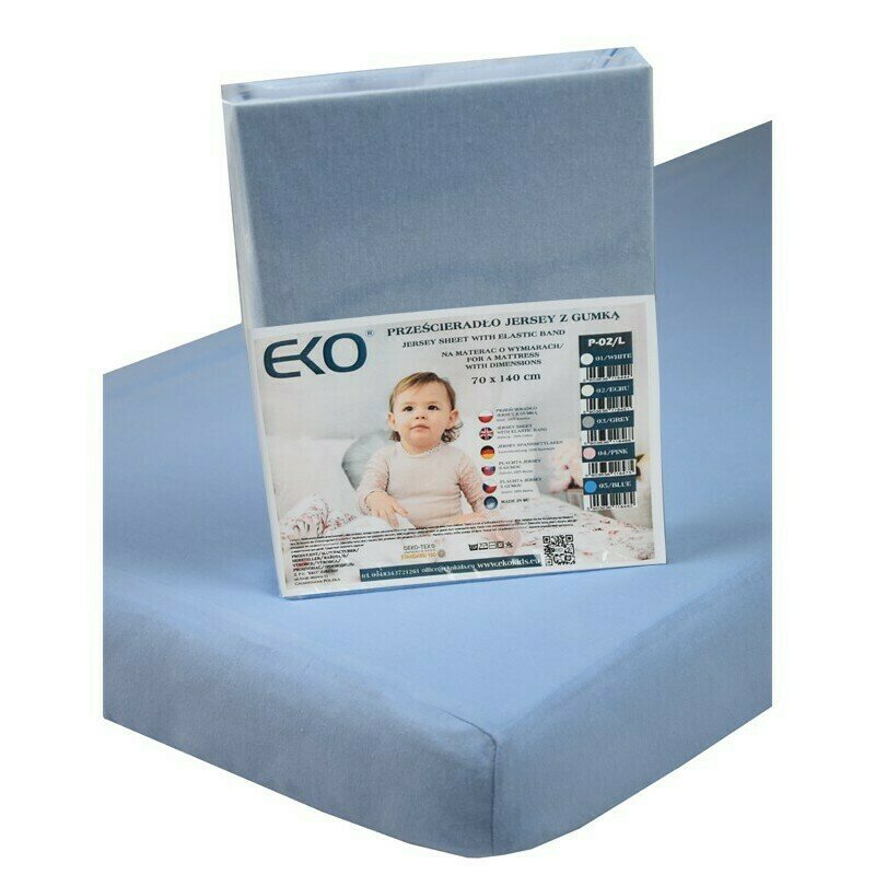 Eko - cearceaf cu elastic din bumbac, 140x70 cm, albastru