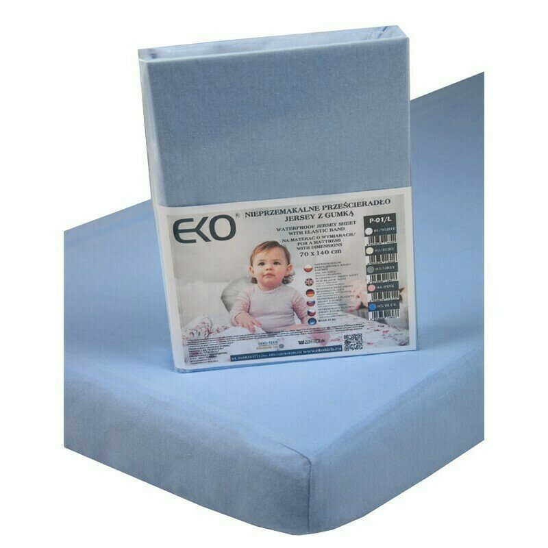Eko - protectie impermeabila cu elastic din bumbac, 140x70 cm, albastru