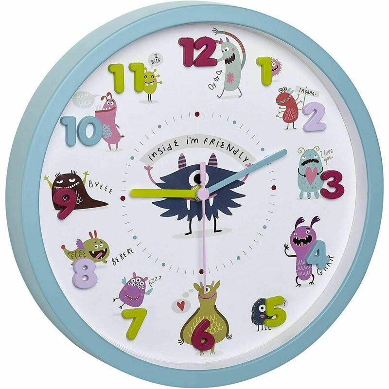 Tfa - ceas de perete pentru copii, silentios, cu animale si cifre 3d, tfa little monsters 60.3051.20