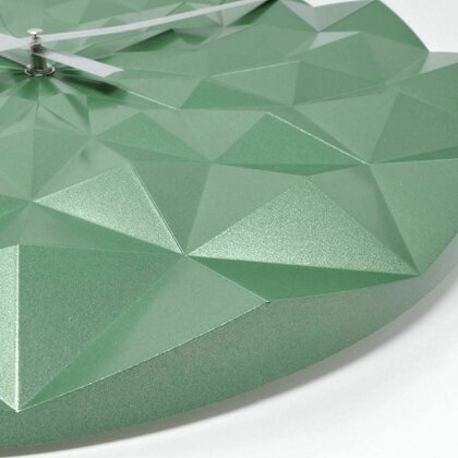 Ceas geometric de precizie, analog, de perete, creat de designer, model DIAMOND, verde metalic, TFA 60.3063.04