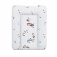 Saltea de infasat, Ceba Baby moale Retro Cars, Fara ftalati, 70 x 50 cm, Alb/Bej