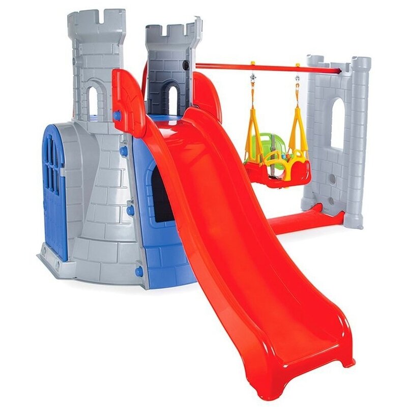 Pilsan - loc de joaca castle slide and swing, gri