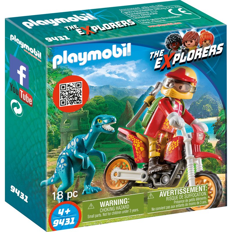 Playmobil - Cercetatori - Motociclist si Raptor