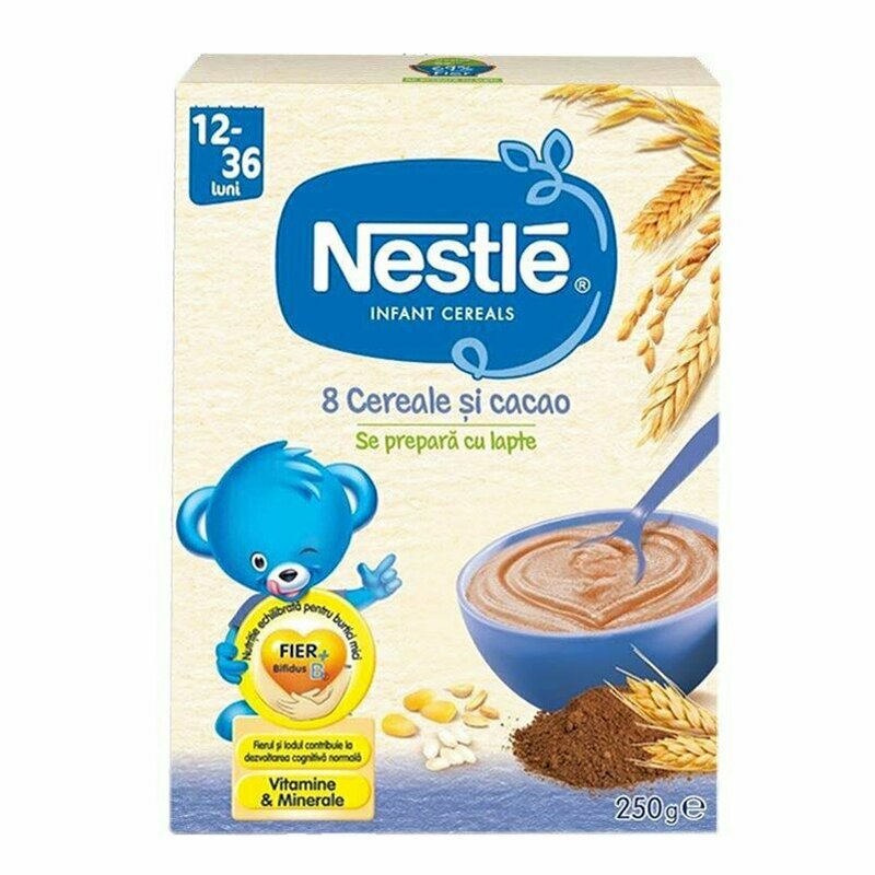 Nestle - cereale pentru copii, 8 cereale si cacao, 250g