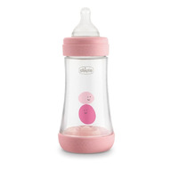 Biberon anticolici, Chicco, Perfect 5, Cu adaptare la aspiratia bebelusului, Cu forma ergonomica, Cu tetina moale, Fara BPA, 240 ml, 2 luni+, Roz