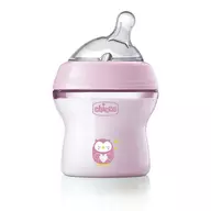 Biberon anticolici, Chicco, Natural Feeling, Plastic, Cu tetina Din silicon moale, Pentru hranire alternativa, Potrivit pentru nou-nascuti si sugari, Fara BPA, 150 ml, 0 luni+, Roz