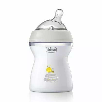 Biberon anticolici, Chicco, Natural Feeling, Plastic, Cu tetina Din silicon moale, Pentru hranire alternativa, Potrivit pentru nou-nascuti si sugari, Fara BPA, 250 ml, 2 luni+, Bej