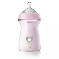 Biberon anticolici, Chicco, Natural Feeling, Plastic, Cu tetina Din silicon moale, Pentru hranire alternativa, Potrivit pentru nou-nascuti si sugari, Fara BPA, 330 ml, 6 luni+, Roz