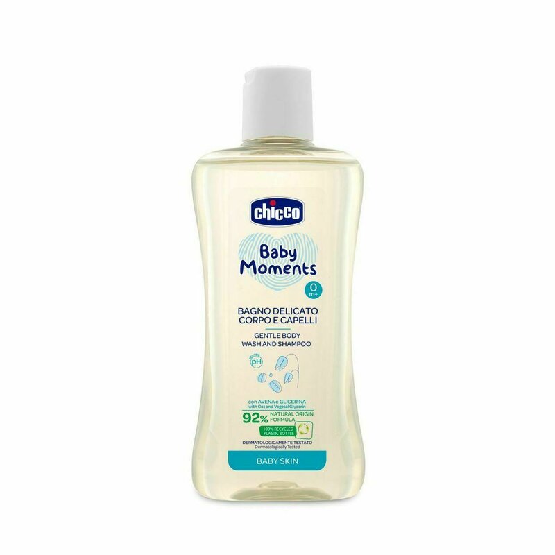 Sampon pentru corp si par, Chicco, Potrivit de la nastere, Testat dermatologic, Baby Moments