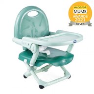 Scaun de masa, Chicco, booster, Pocket Snack, Pliabil, Reglabil in 3 pozitii, Cu tavita inclusa, Greutate suportata 15 kg, 6-36 luni, Verde