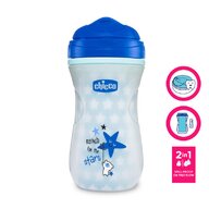 Sticla termica, Chicco, Pentru copii, Cu elemente fosforescente, 266 ml, 12 luni+, Albastru