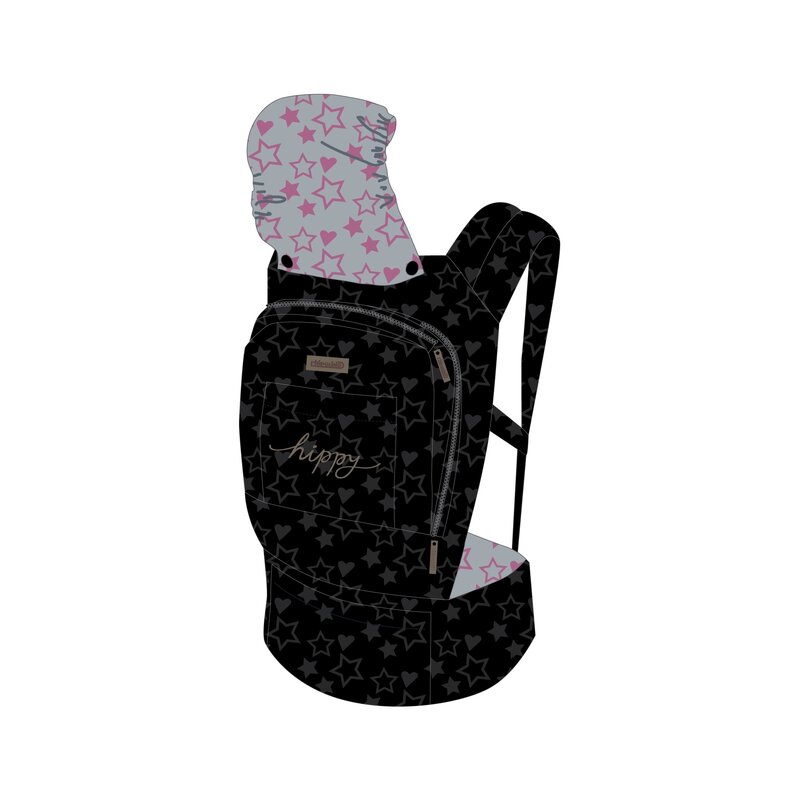 Chipolino - marsupiu clasic hippy stars, 3 pozitii, roz
