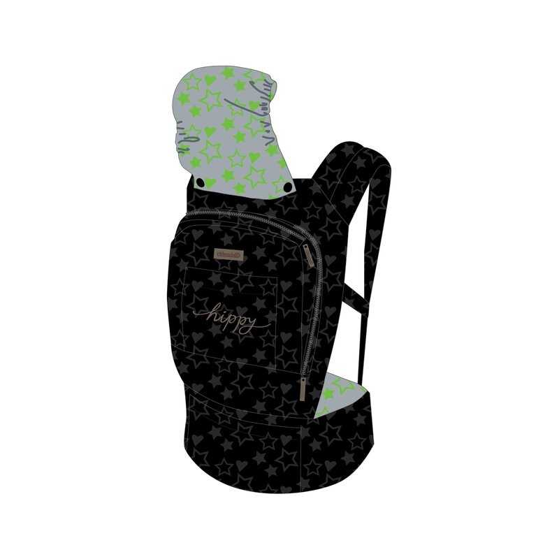 Chipolino - marsupiu clasic hippy stars, 3 pozitii, verde