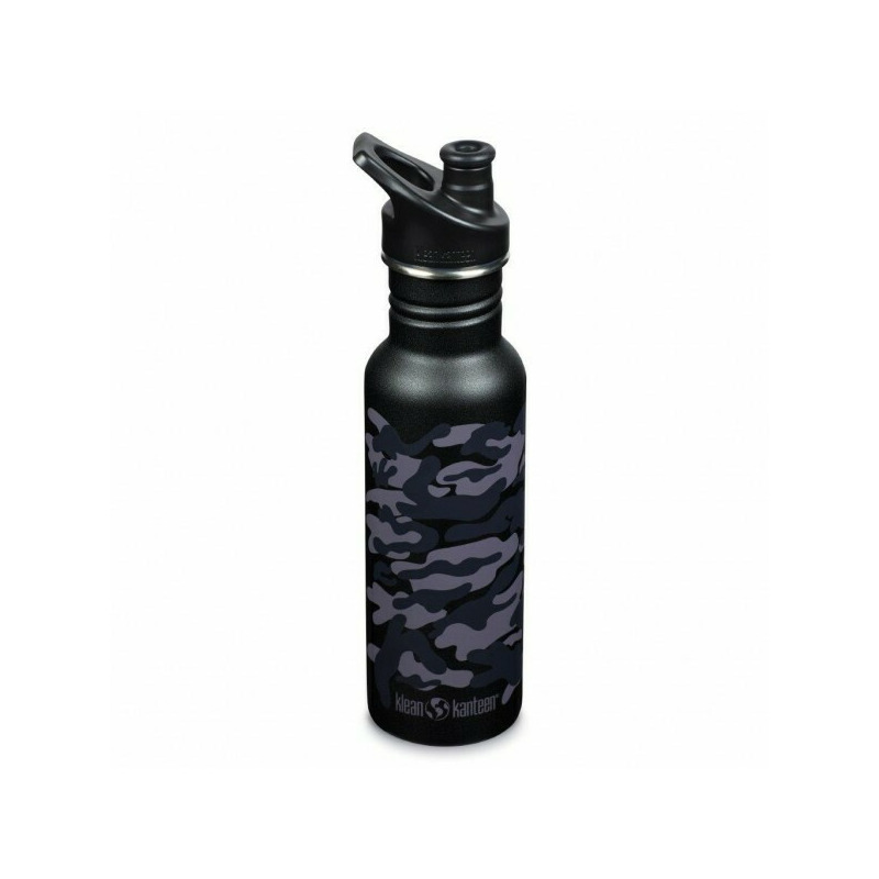 Classic Narrow Black Camo - Recipient din otel inoxidabil 532 ml cu capac sport - Klean Kanteen